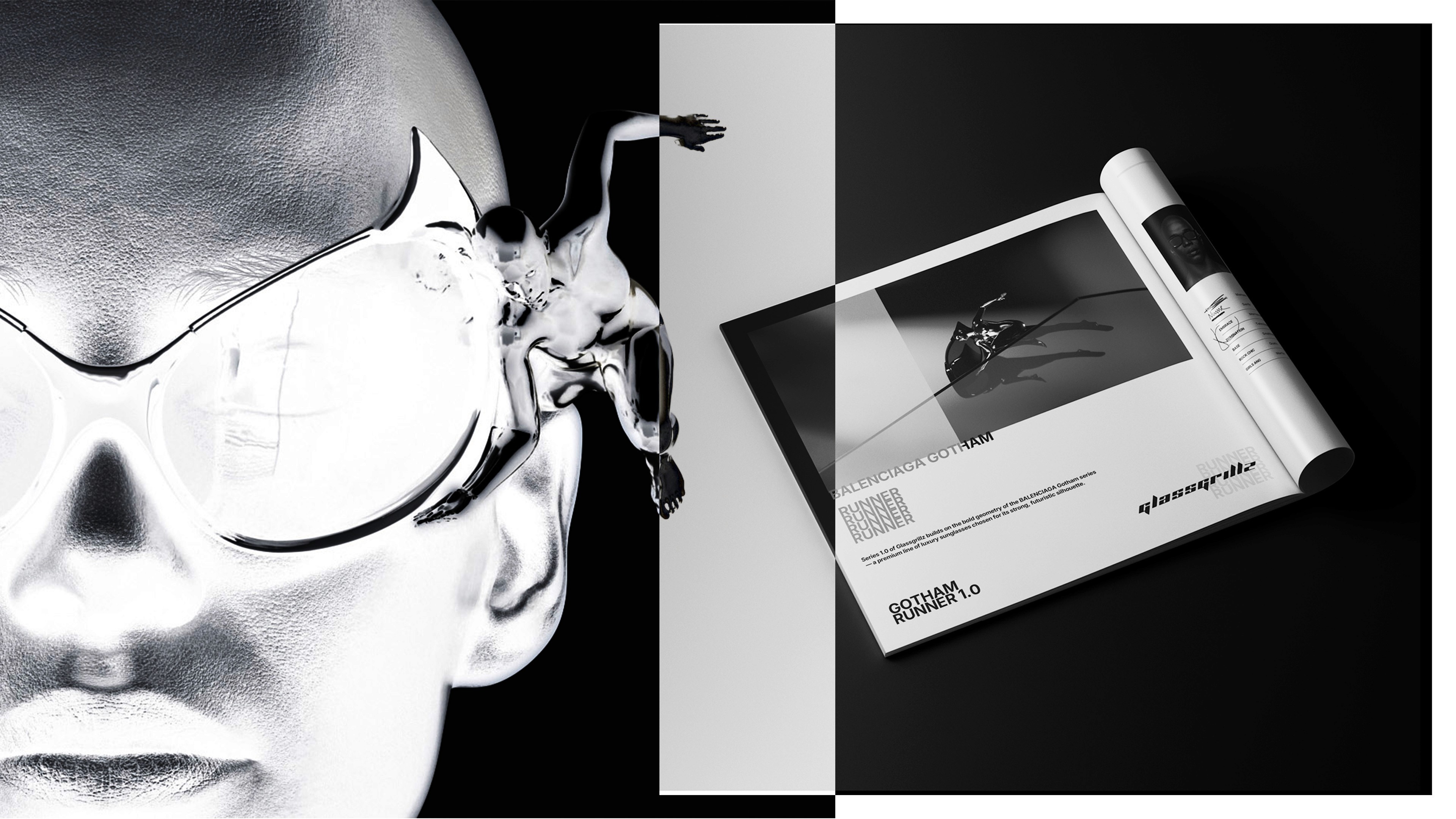 open magazine, negative photograph