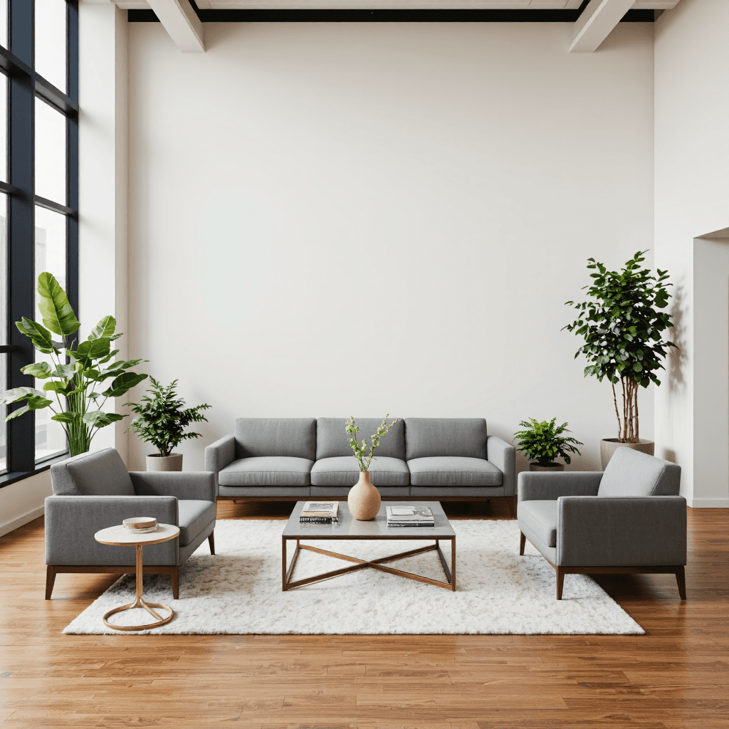 product photography of office reception room sofa