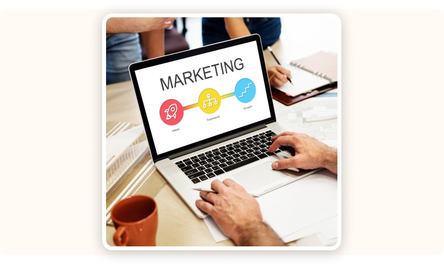 Laptop showing a marketing strategy.