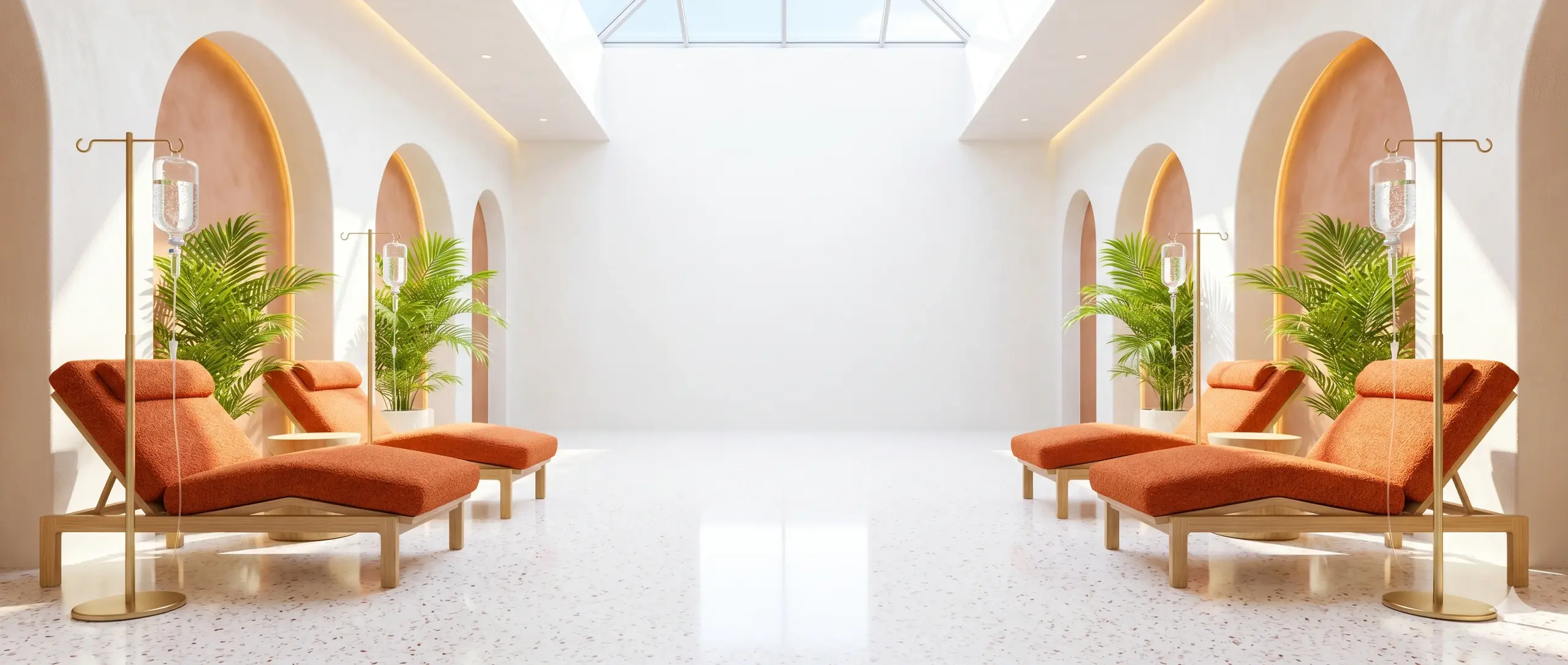 Luxury IV therapy lounge interior at wellness spa.