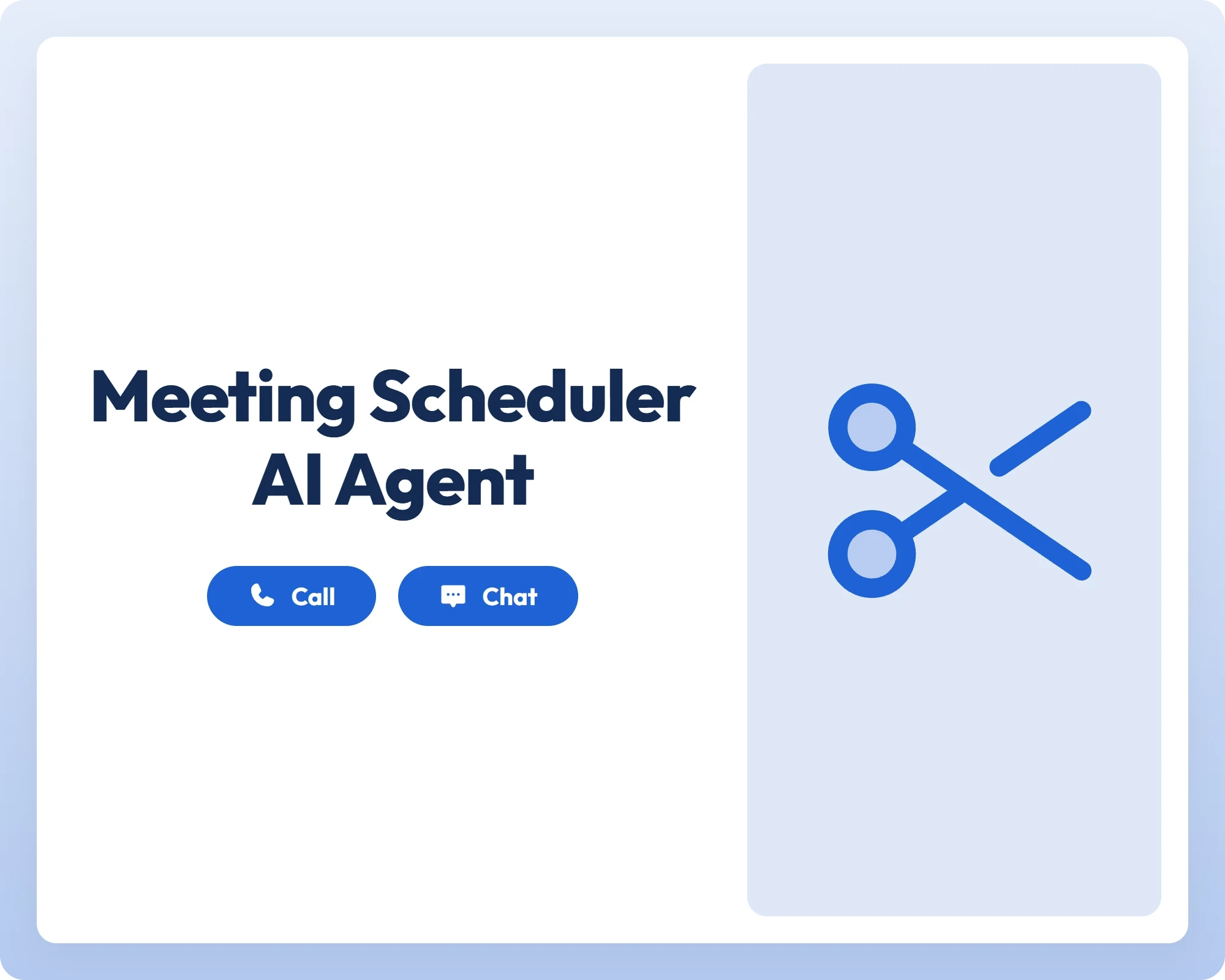 ai booking agent with call and chat support, featuring a calendar icon panel for streamlined meeting scheduling