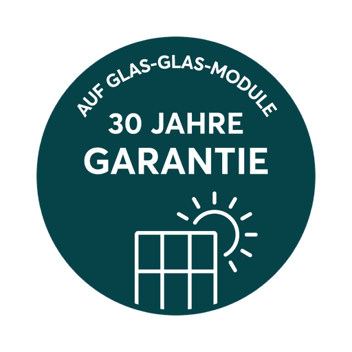 Siegel mit 30 Jahren Garantie auf Glas-Glas-Module – hochwertiger und langlebiger Schutz für Photovoltaikanlagen von Solartechnik Nordwest.