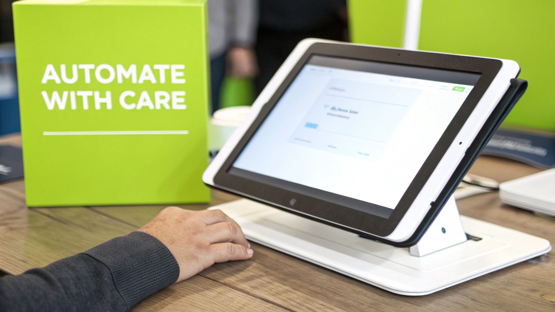 A minimalist chart showing a chaotic manual AR process on the left and a clean, linear automated AR process on the right with key touchpoints.
