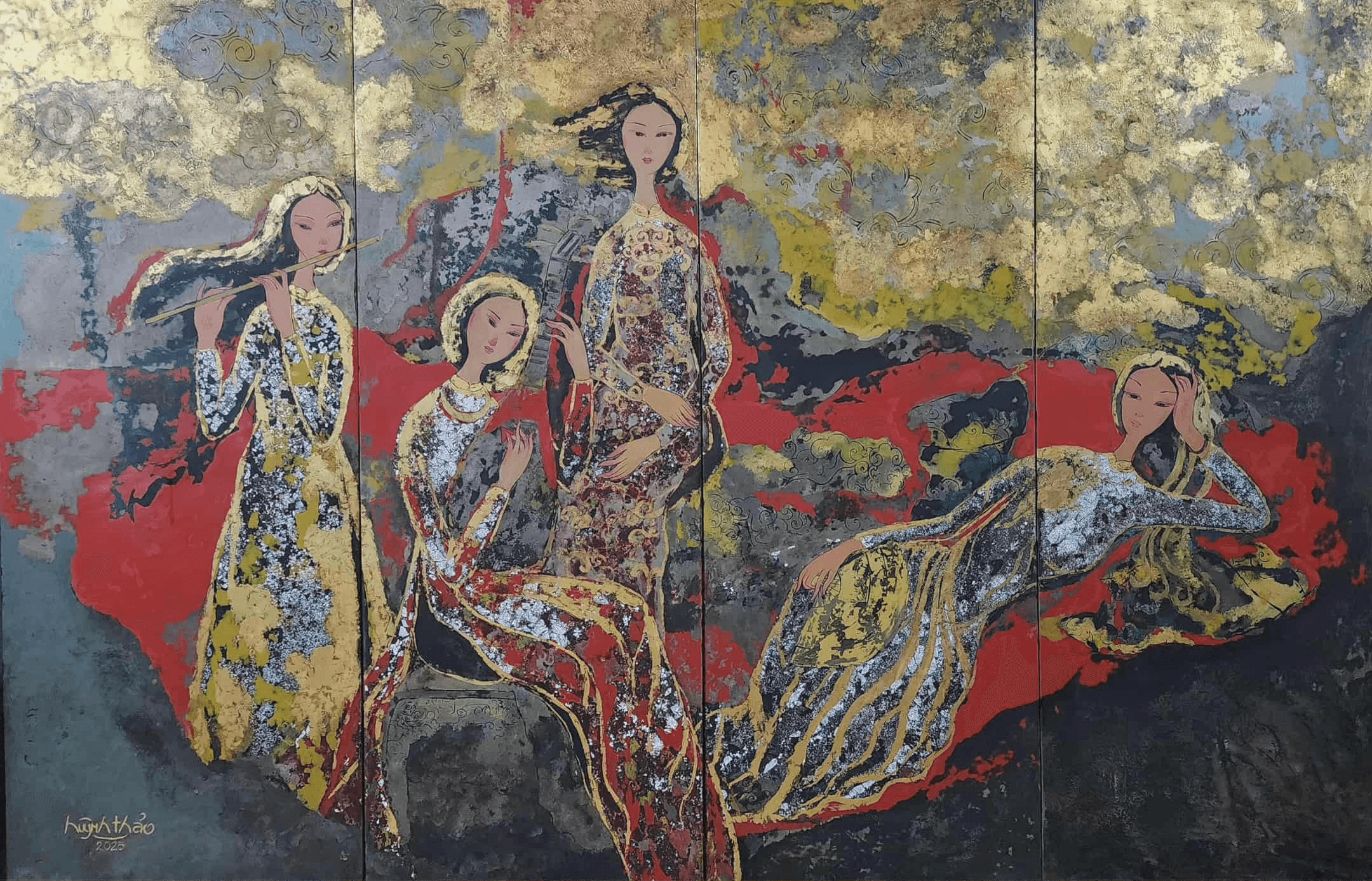 premium art poster and canvas prints, with originals available, from QART , of the artwork " In the Moon Garden "