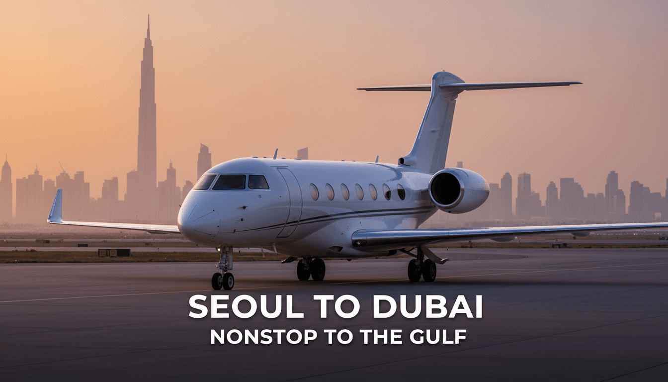Seoul to Dubai private jet charter — Abu Dhabi and Doha nonstop ultra-long-range route guide 2026