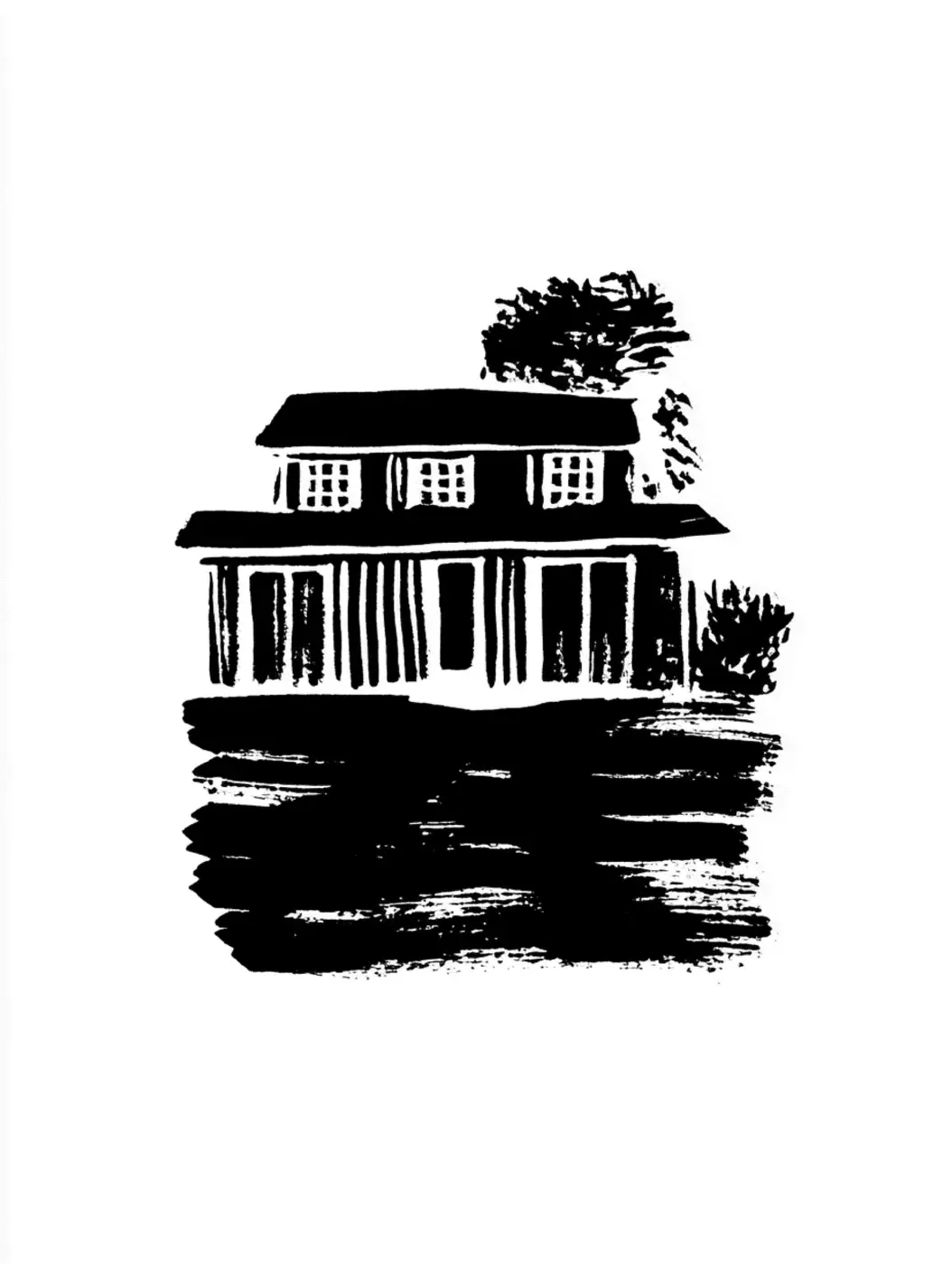 Black illustration of a house