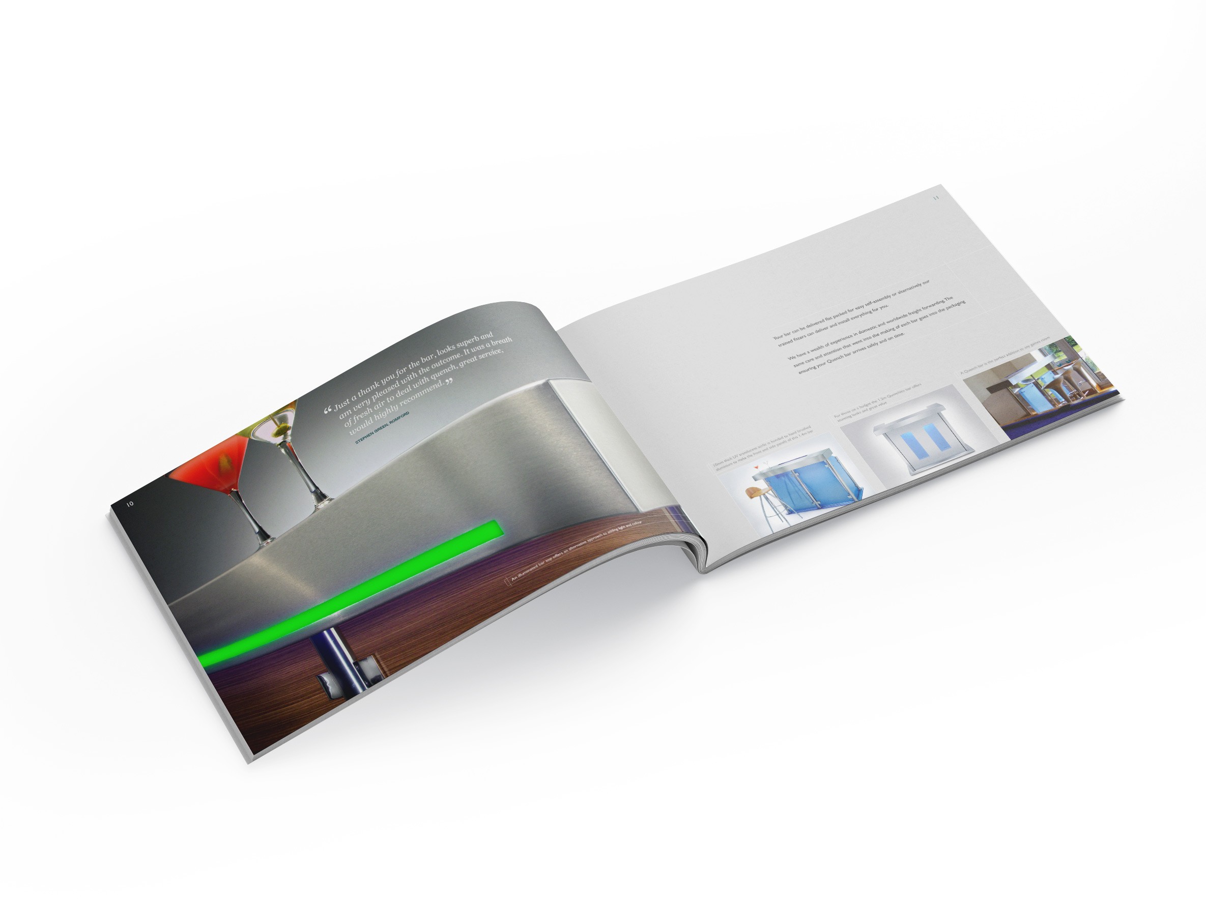 Quench print brochure design inside spread with imagery