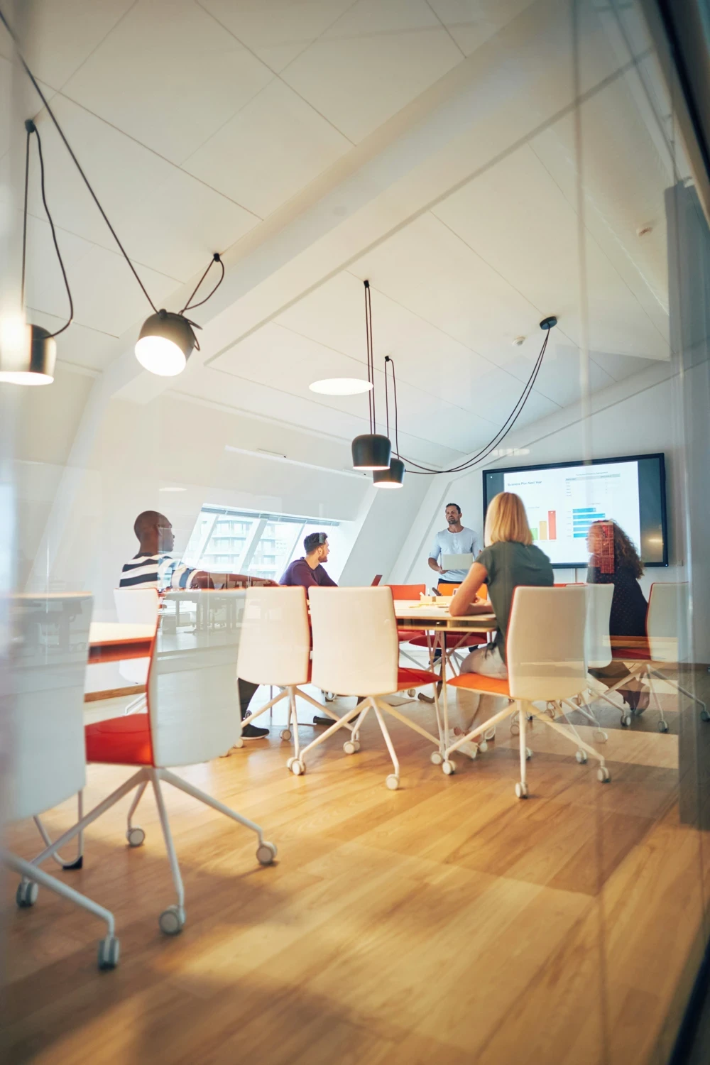 Busy office viewing Finster stats