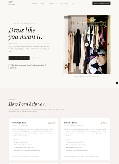 Personal stylist website prompt preview