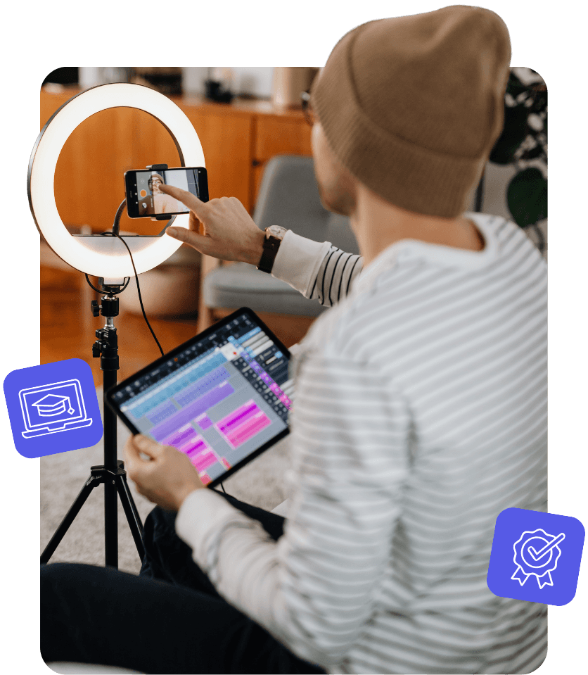 homem gravando curso