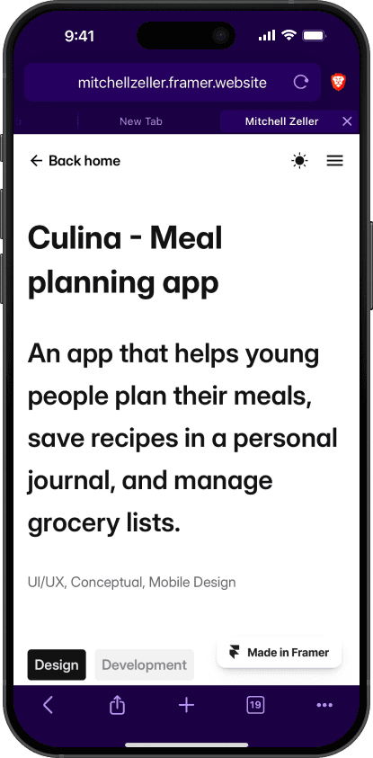 An early figma design of my new portfolio