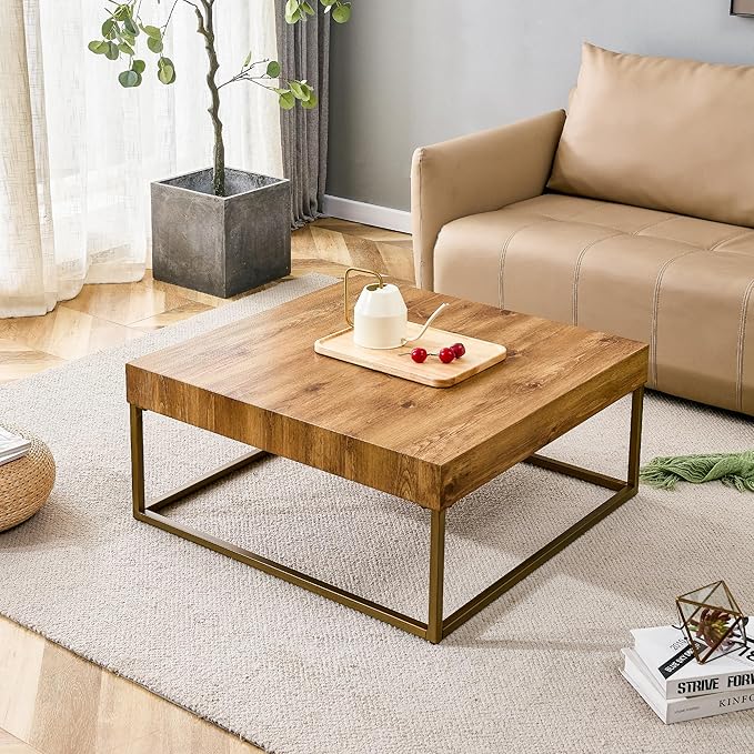 Modern rustic coffee table adds a stylish touch to home decor.