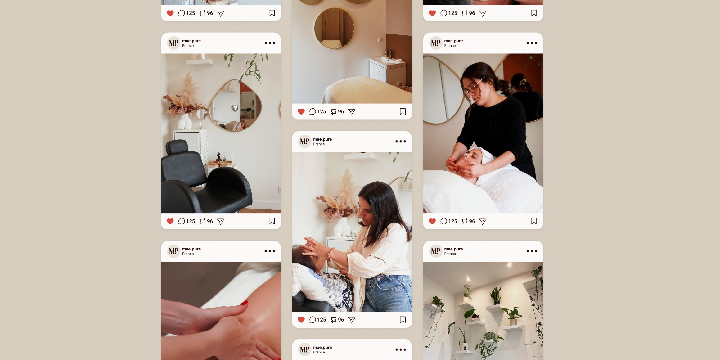 Autres exemples de publications instagram pour Odette Institut à Nantes. Les photos ont été réalisées lors d'un shooting.