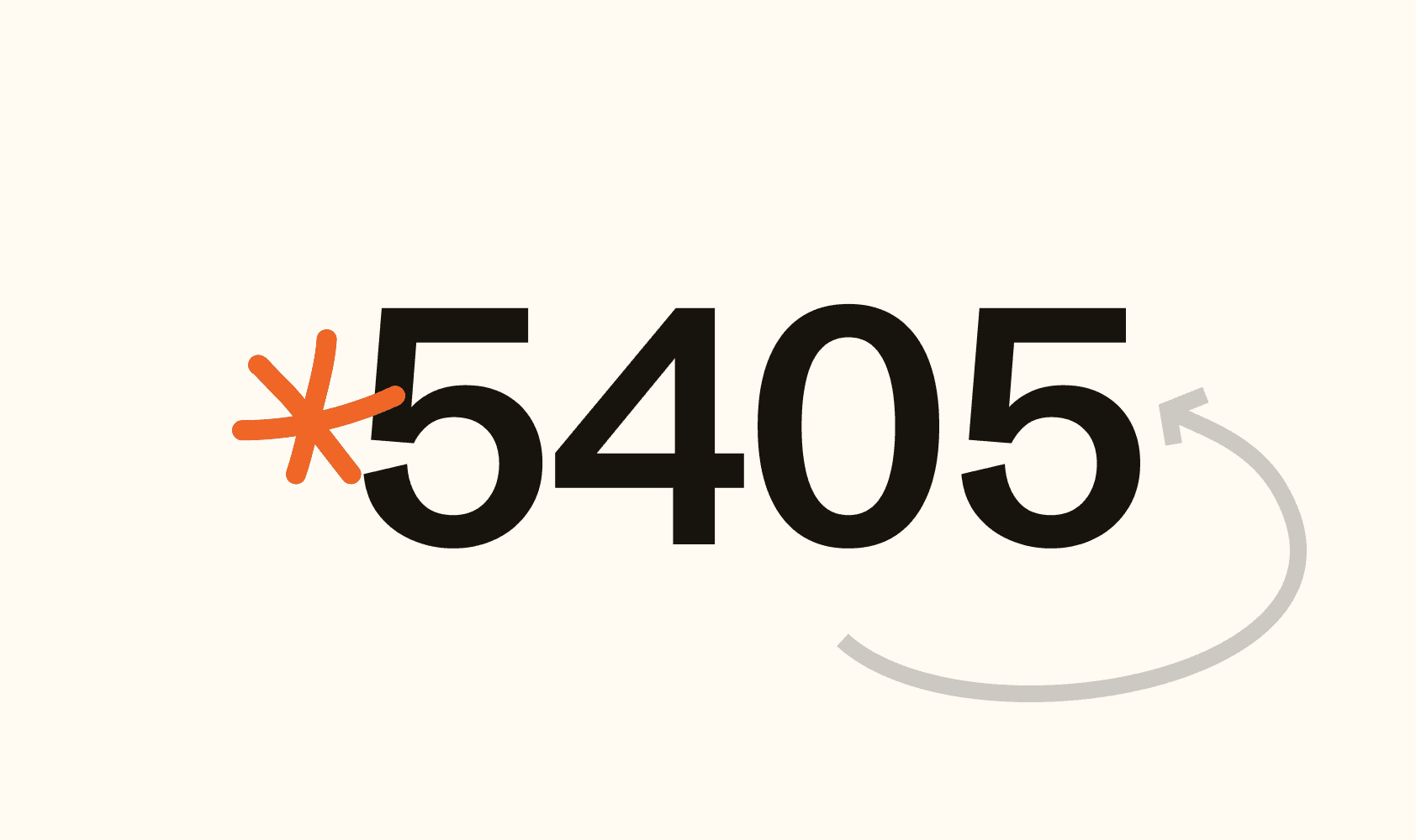 Imagem do código "5405" com um asterisco laranja antes do número e uma seta cinza ao lado.