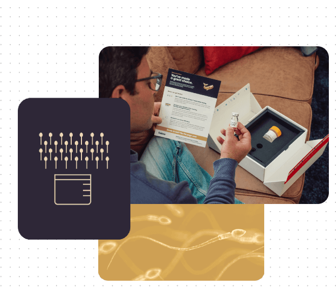 A man looks at the testing instructions for the Fellow Semen Analysis kit