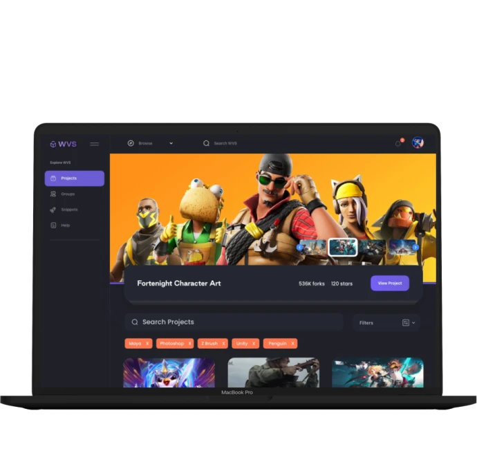 Colorful display of Fortnite game characters in various costumes on a project management platform.