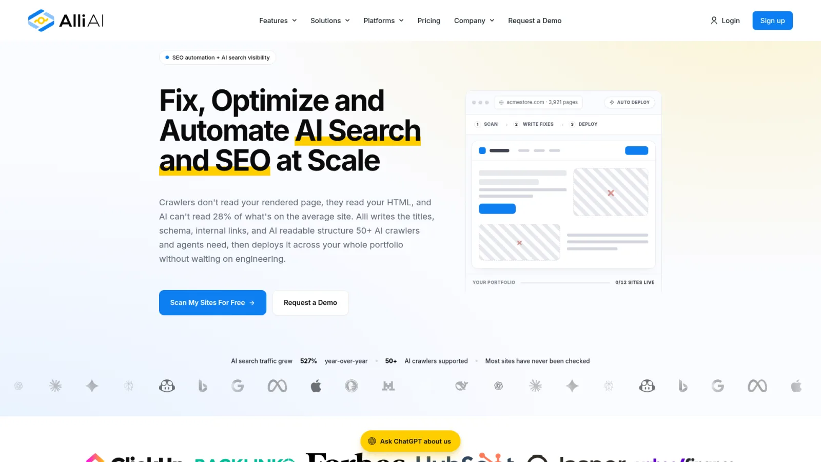 Alli AI homepage