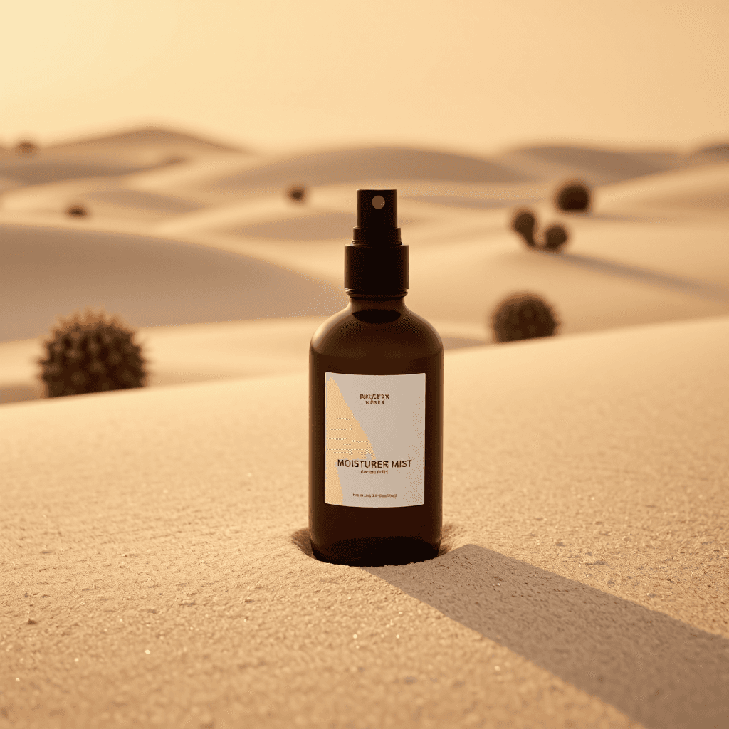 product photography of a bottle of moisturizer mist