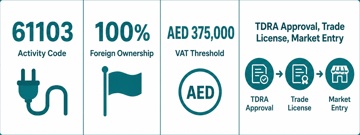 Infographic: Provision of internet access by the operator of the wired infrastructure Business License in Dubai: Cost and Requirements