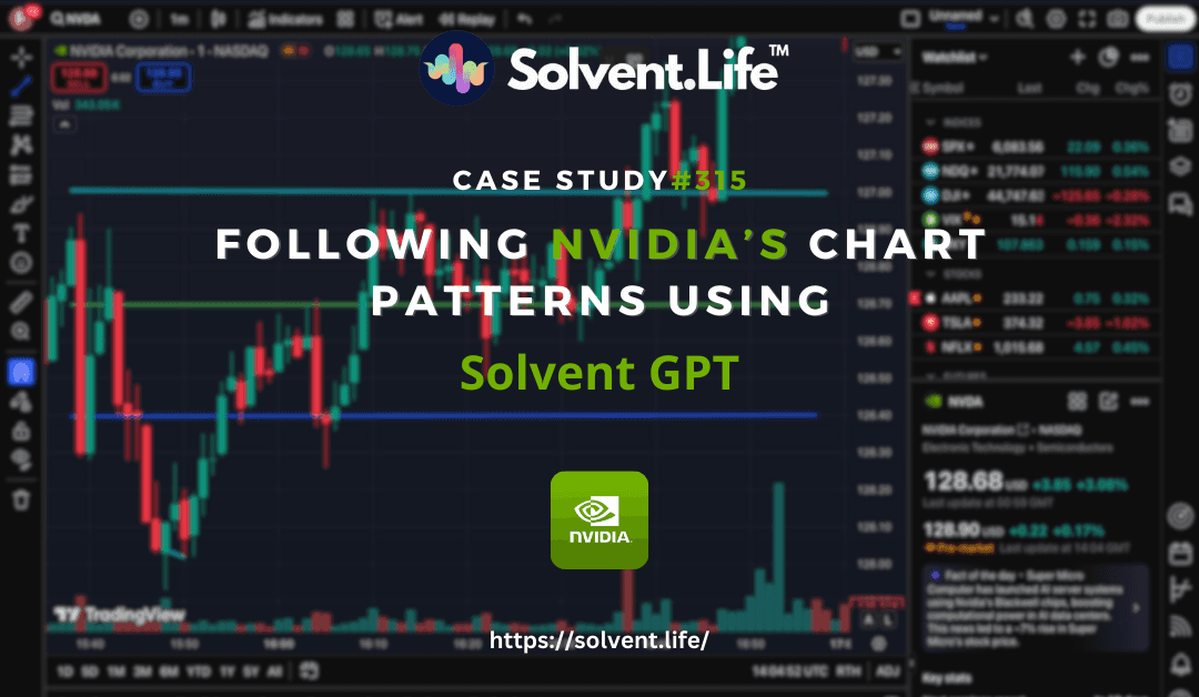 Solvent GPT AI trading bot predicting NVDA’s breakout with real-time entry and exit points.