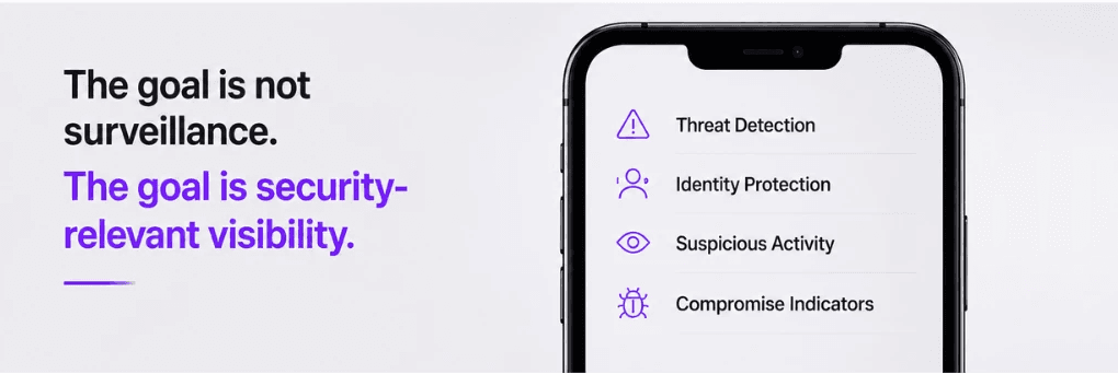 the goal is not surveillance. The goal is security-relevant visibility