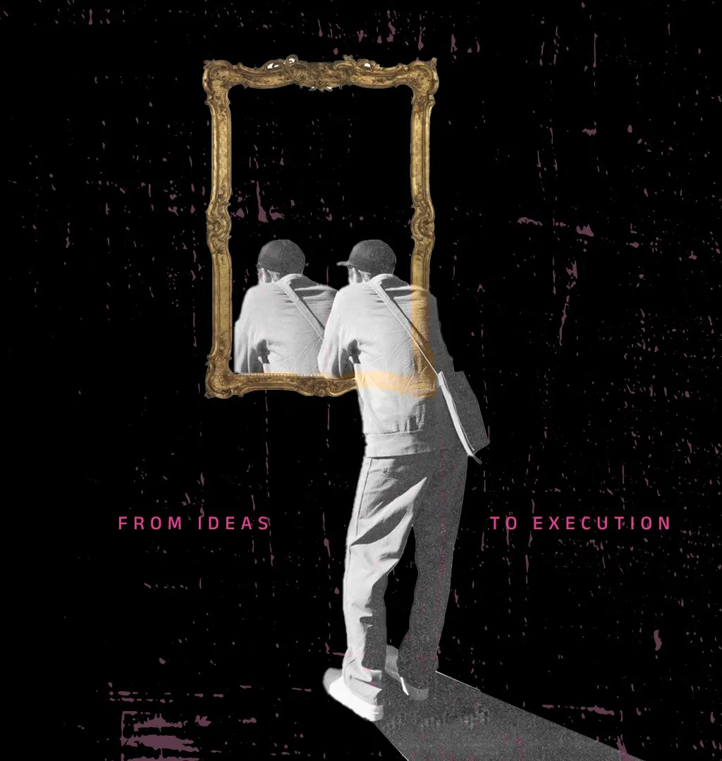 man staring through a frame