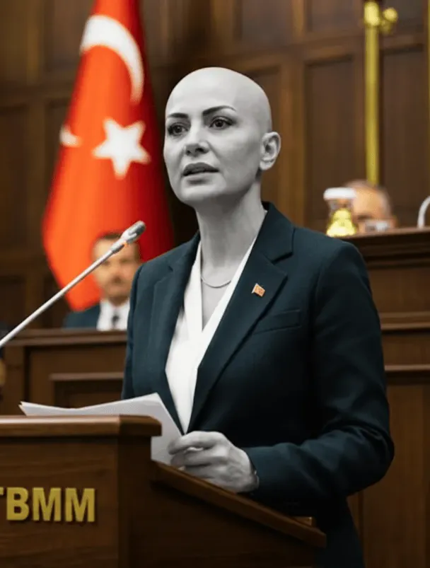 Aylin Yılmaz karakter tasarımı: Nanomorf 1 Değişikler serisinden İstanbul Milletvekili ve Gri kadın siyasetçi görseli