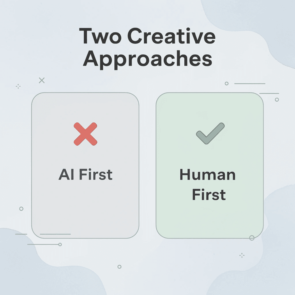 Before and after comparison of AI-first versus human-first creative workflows