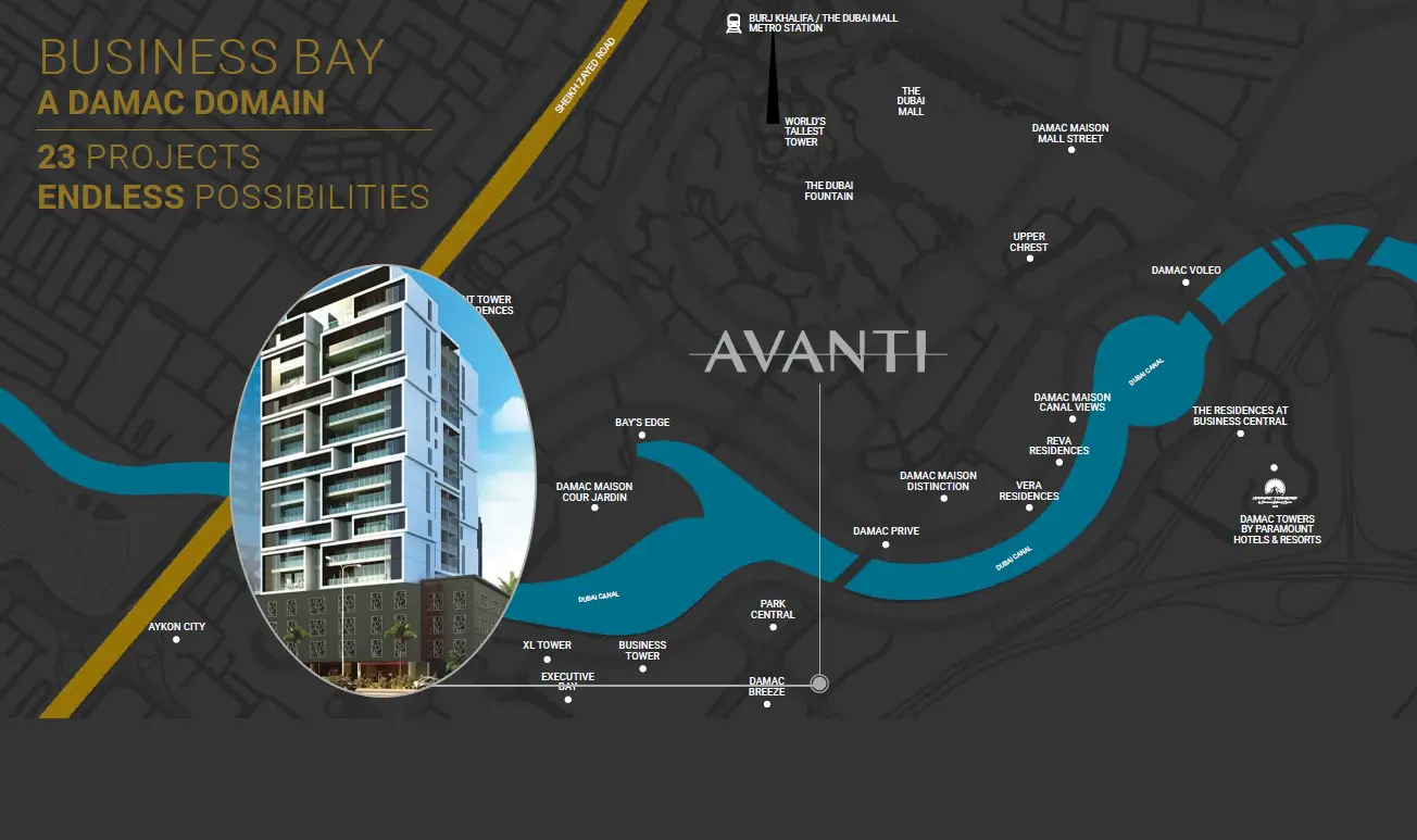 vera residences location map business bay