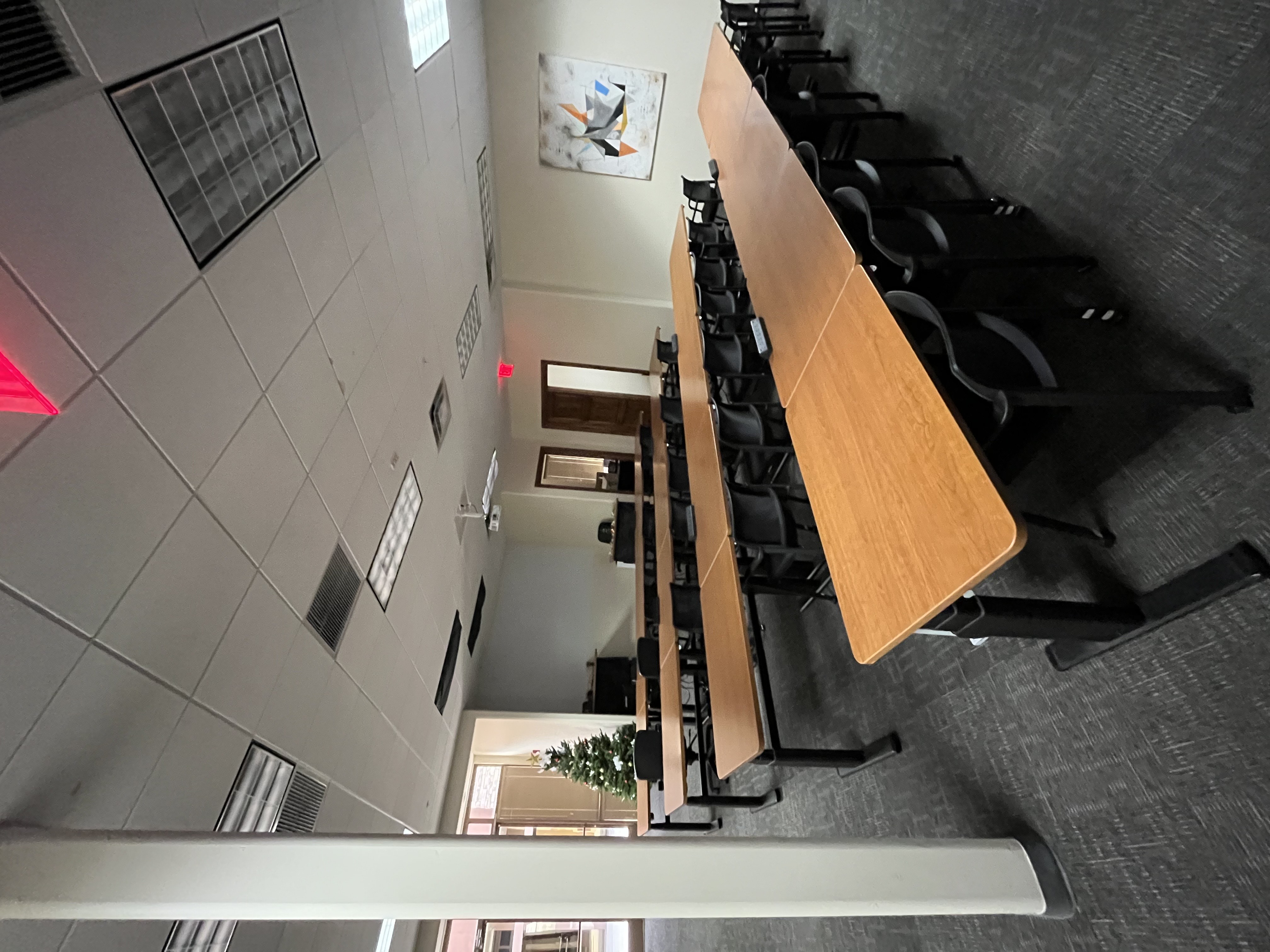 Clean organized meeting room after a professional commercial clean.