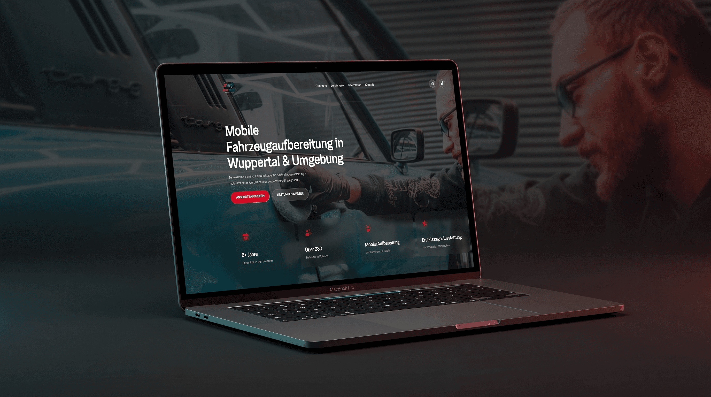 Website Design von rheinmarketing für Mobile Fahrzeugaufbereitung