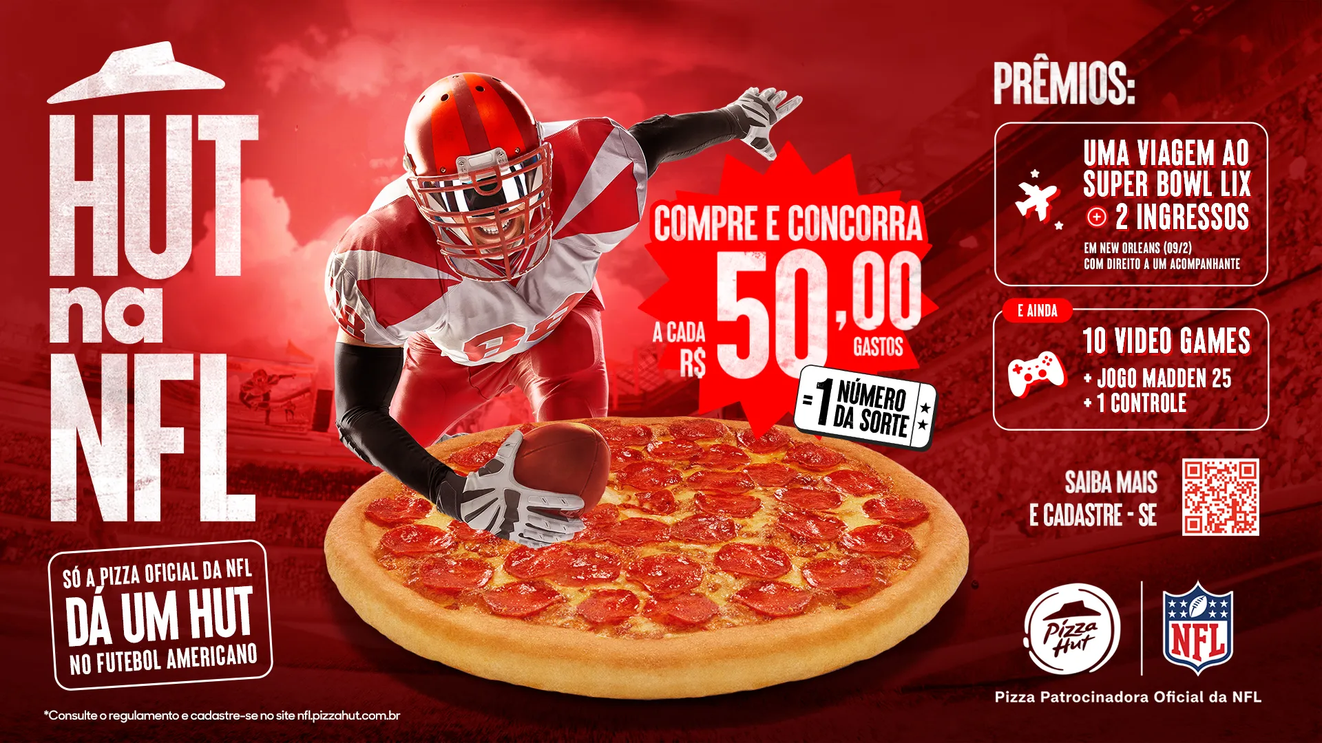 Pizza Hut Brasil retorna como patrocinadora oficial da NFL e lança campanha com prêmios exclusivos