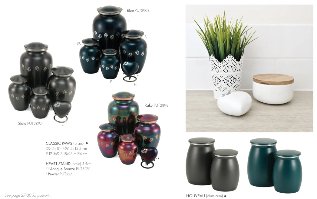 Nouveau & Silhouette Urns – original supplier products
