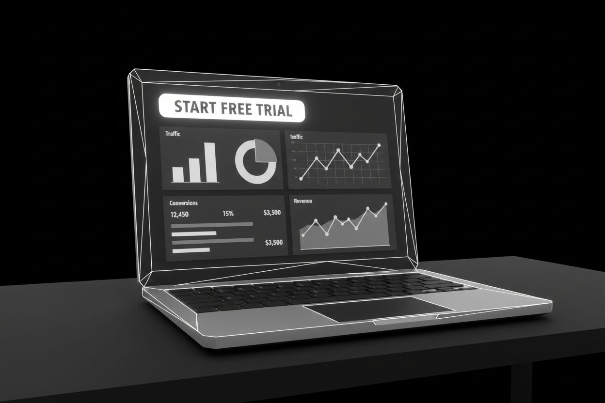 A marketing landing page with a call-to-action button