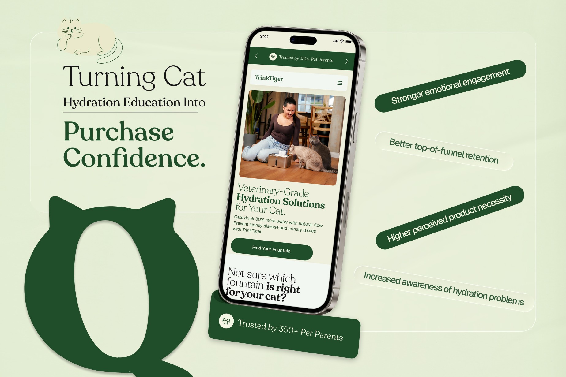 TrinkTiger CRO case study for premium pet ecommerce and cat hydration UX design