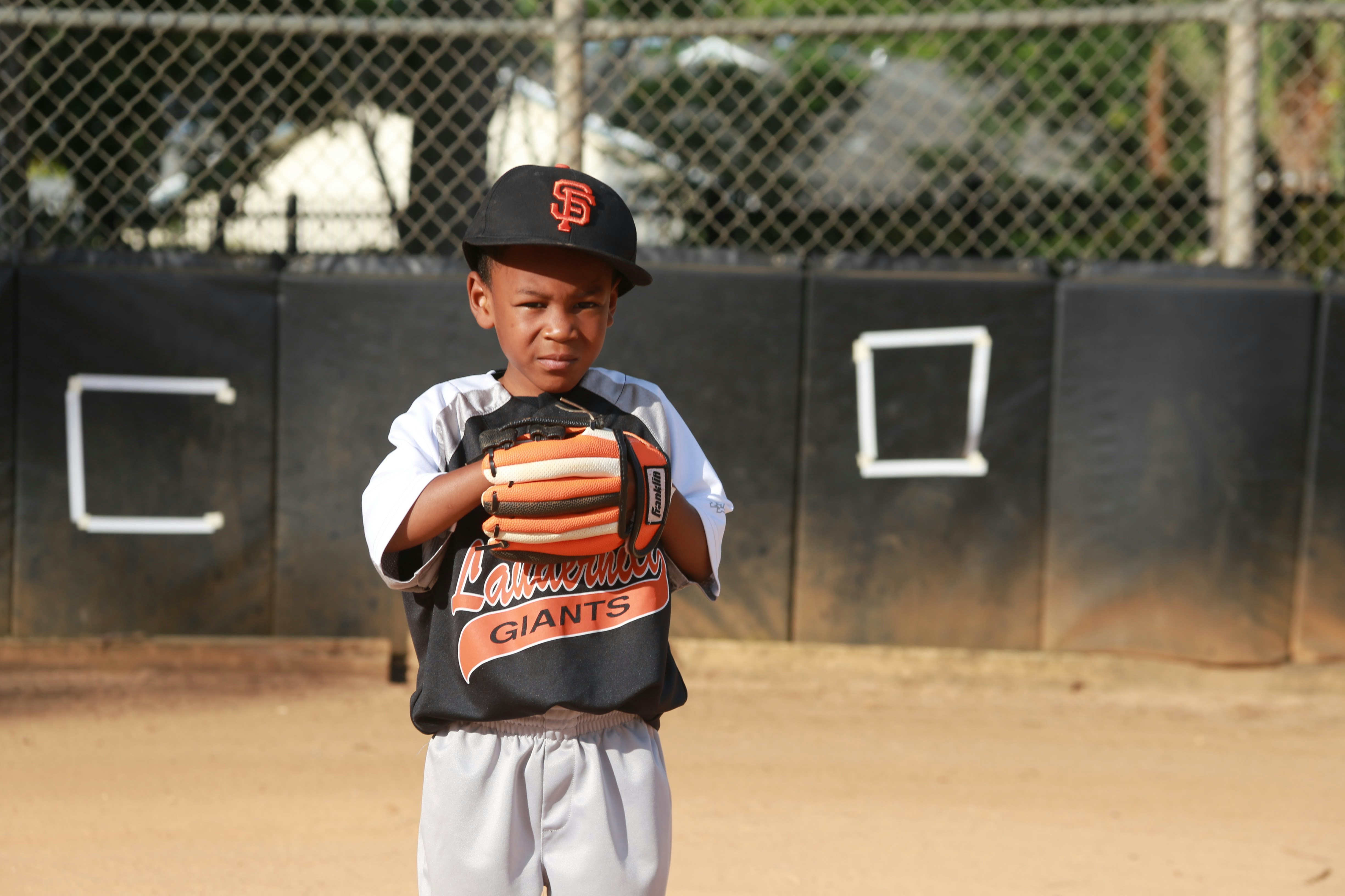 Boy playing baseball