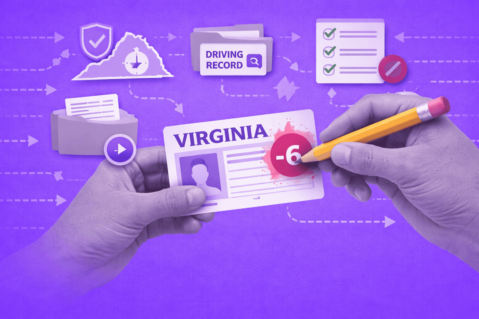 Virginia driver's license with demerit points being removed — how to get points off your license