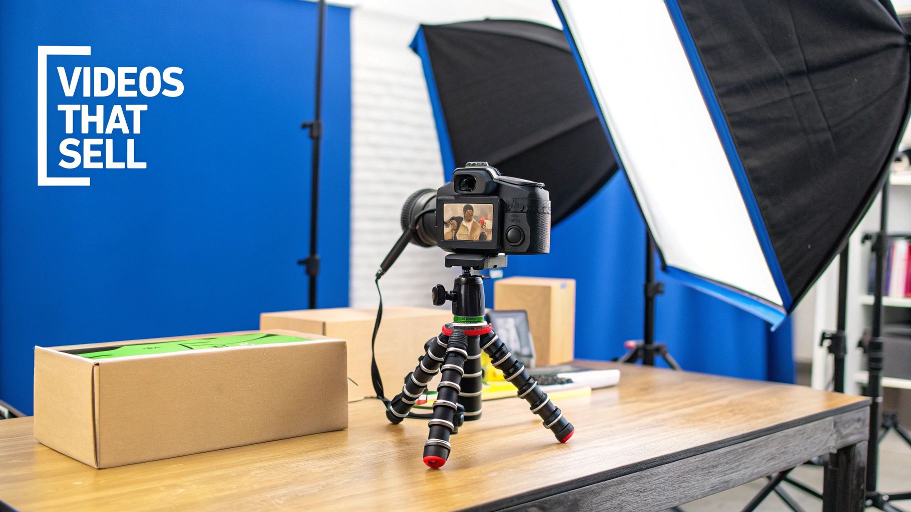 A person editing a product video on a laptop, with a colourful interface showing clips and timelines.