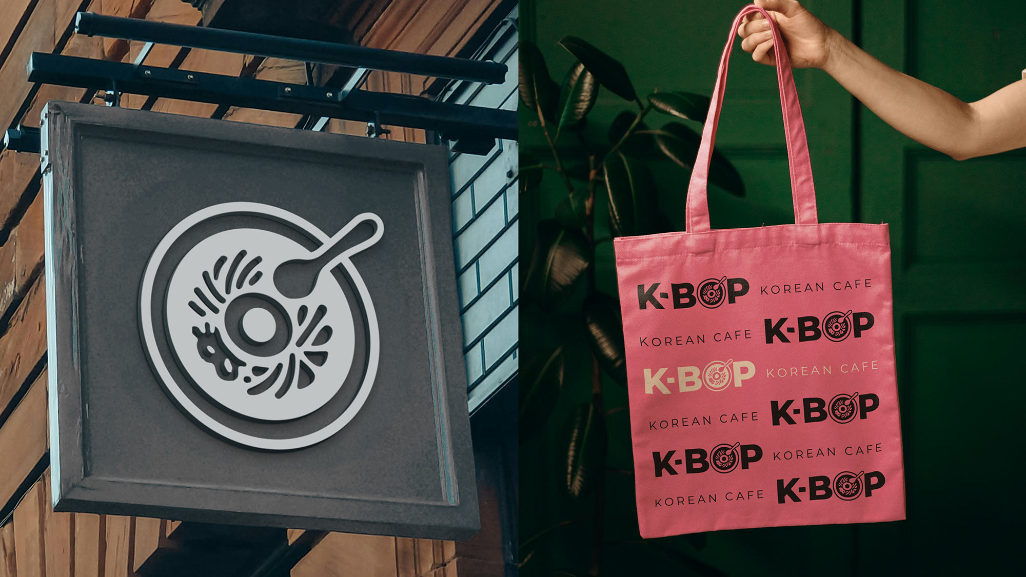 K-BOP Street Sign and Pink Tote Bag