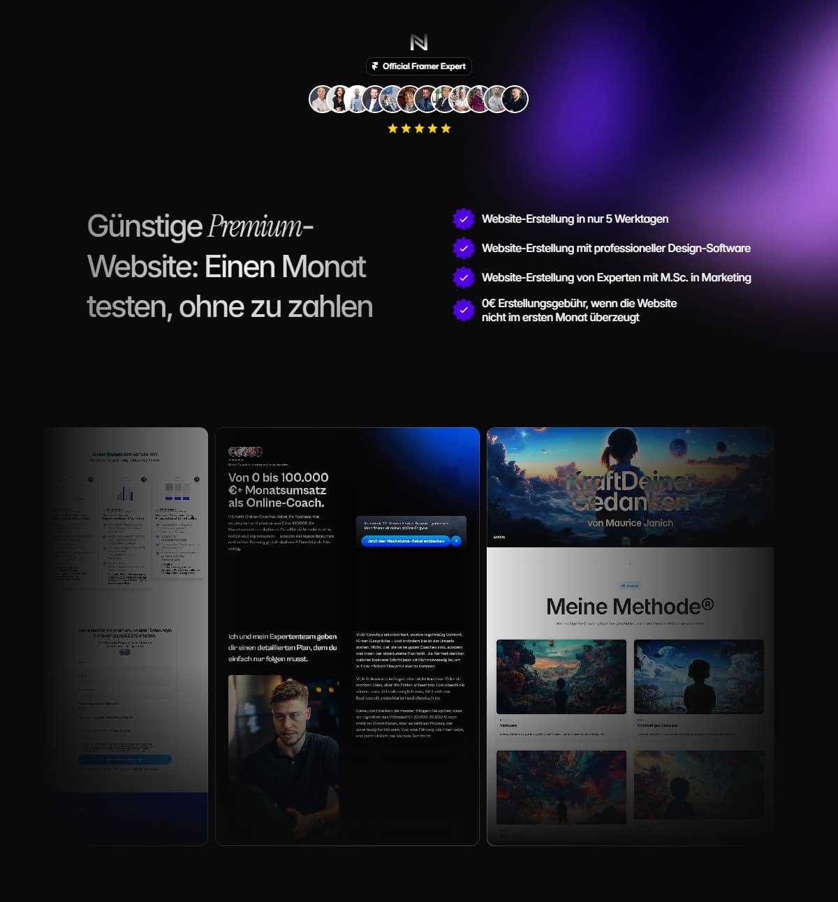 Ein Beispiel für eine Hero-Section, darkmode