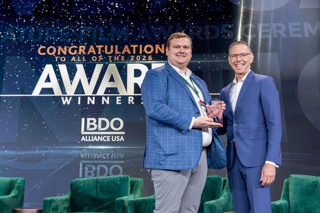 Kevin Boeckholt, Director of Innovation, accepts the BDO Alliance Innovation award on behalf of Accordance