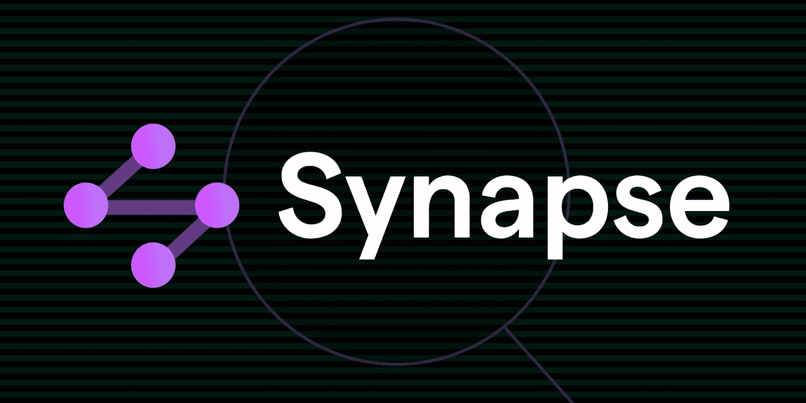 Synapse logo with magenta nodes and connecting lines on dark background