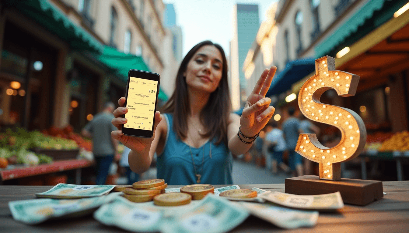 Cool image signifying use of stablecoins in Argentina using mobile technology