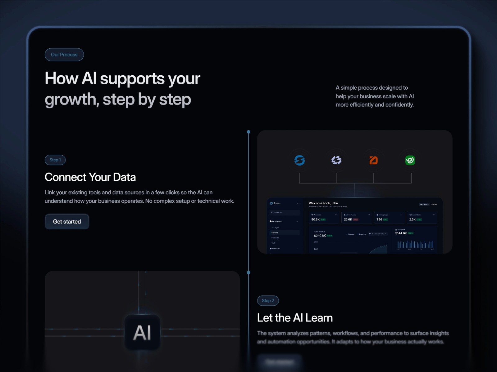 Exion — 高级暗黑专业 AI 产品官网设计灵感