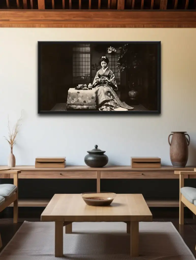 Folk Fable AI product mockup in living room
