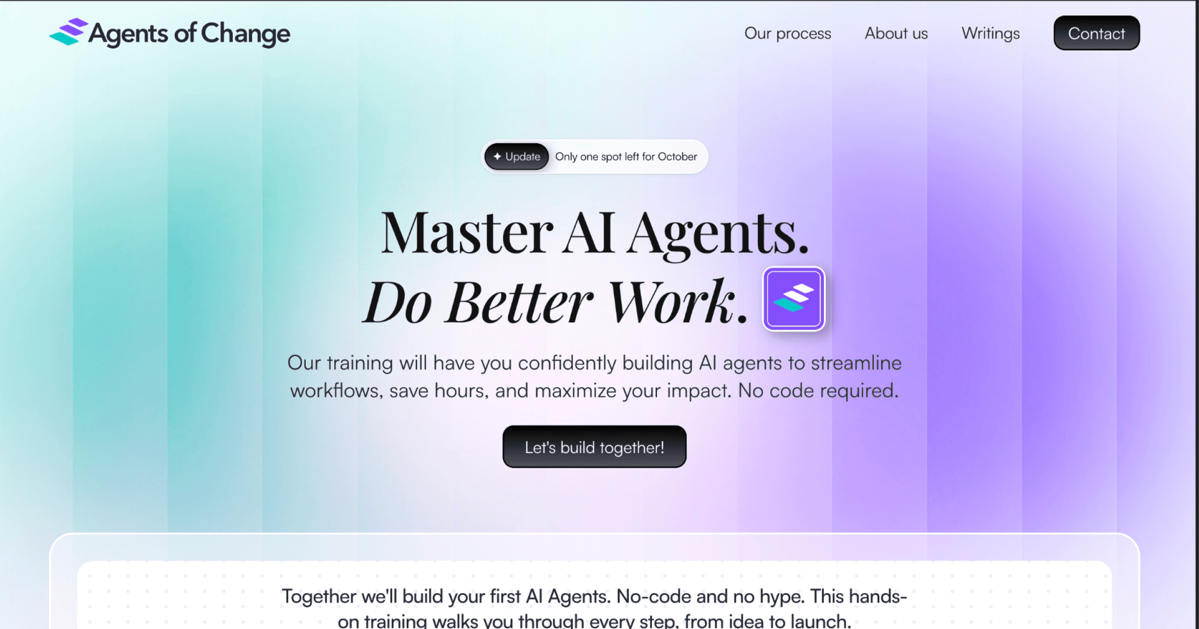 AgentsofChange website homepage built with Framer
