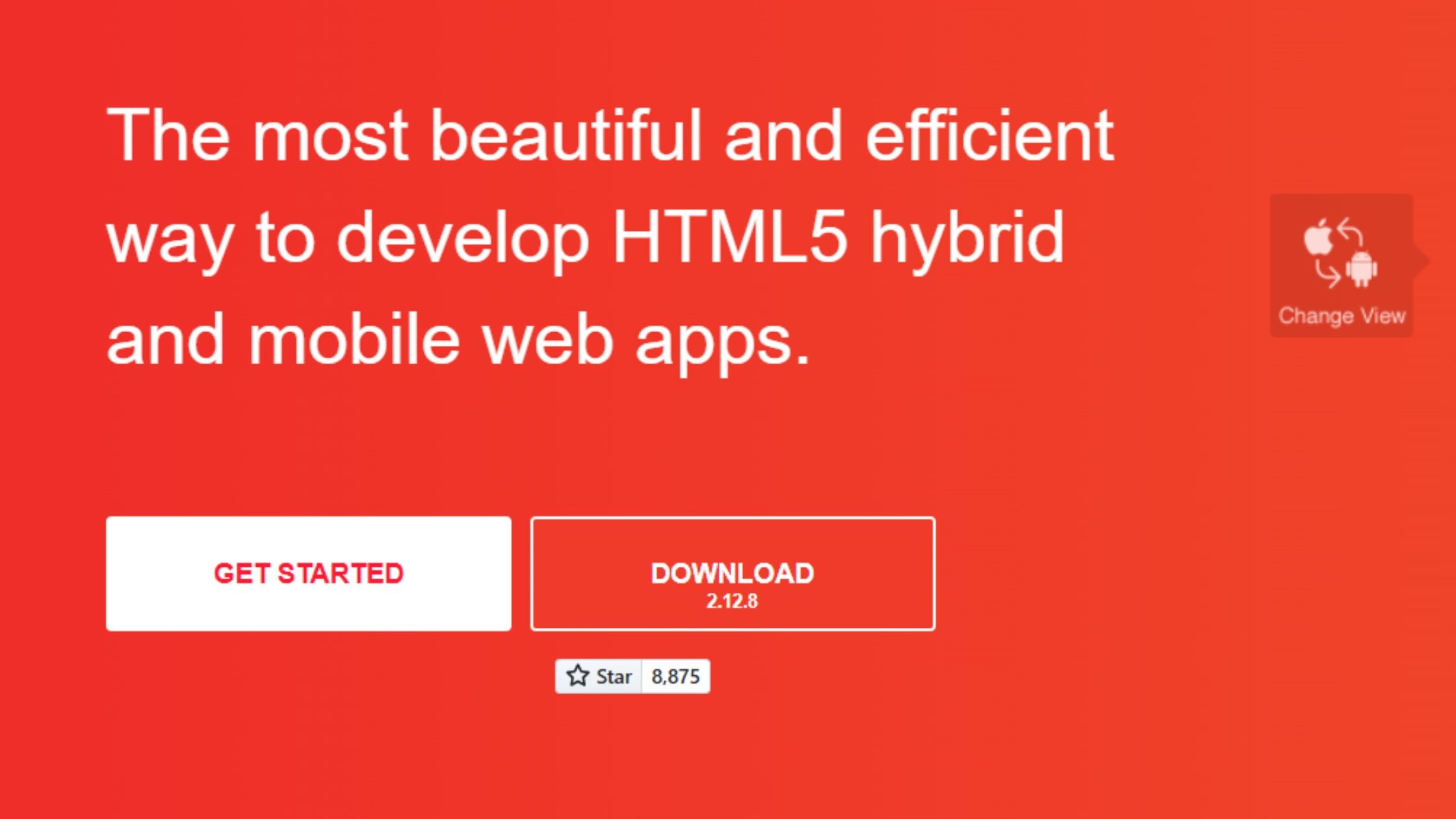Onsen UI landing page hero section