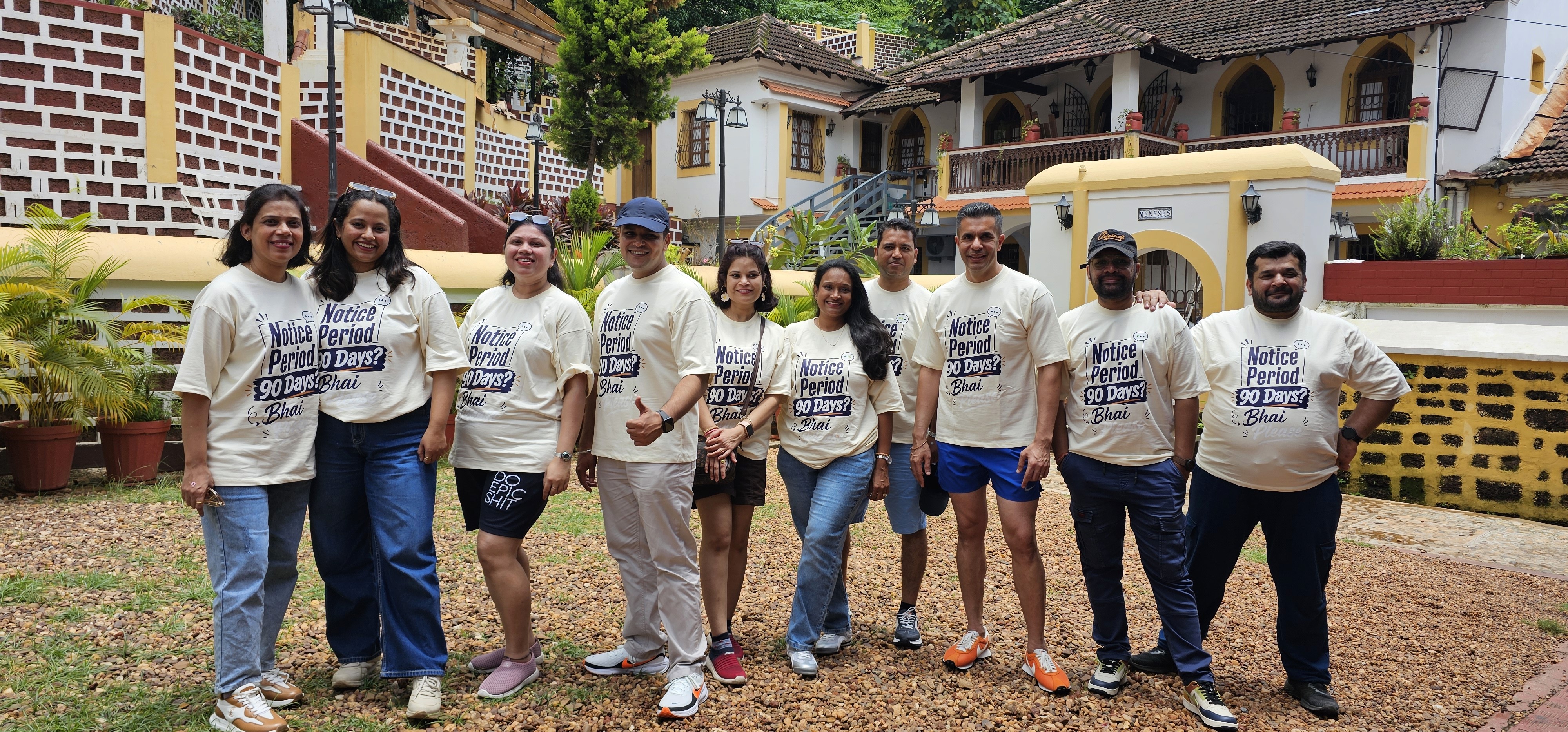 Meyrahkee team outside the offsite villa in Goa
