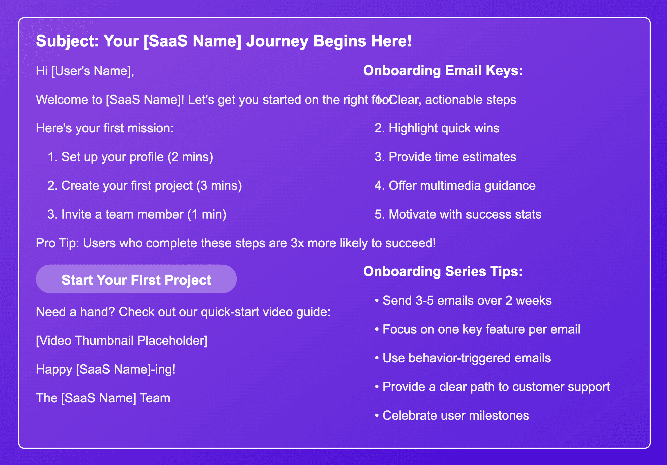 SaaS onboarding email