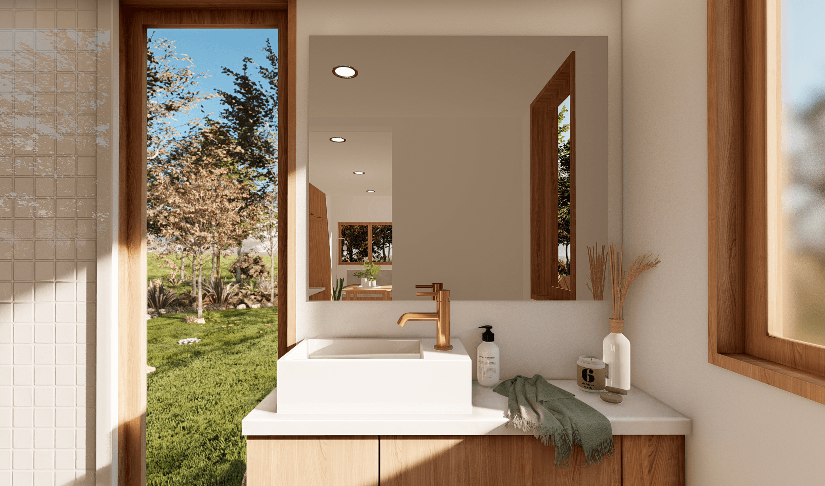 Compact tiny house bathroom that is functional and luxurious